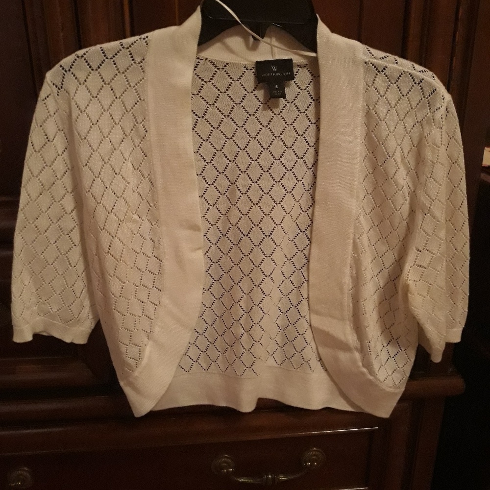 White knit shrug